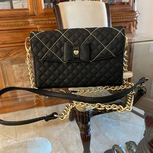 Betsy Johnson crossbody black and gold purse
